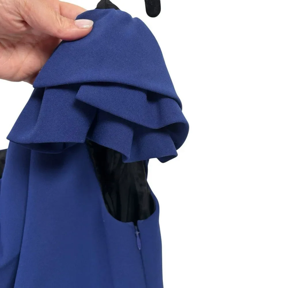 Shoshanna Stacie One Shoulder Mini‎ Dress Blue Designer Classy Formal Size 2 - Picture 7 of 11